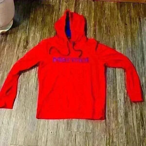 Mens Marmot Red/Blue Hoodie Medium
